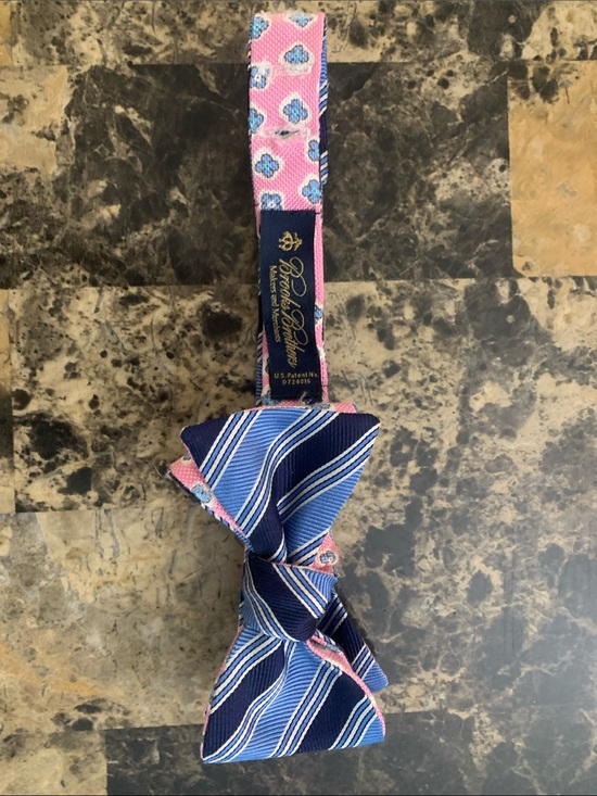 Brooks Brothers Other - Brooks Brothers Pink and Blue Reversible Patterned Self-Tie Bow Tie